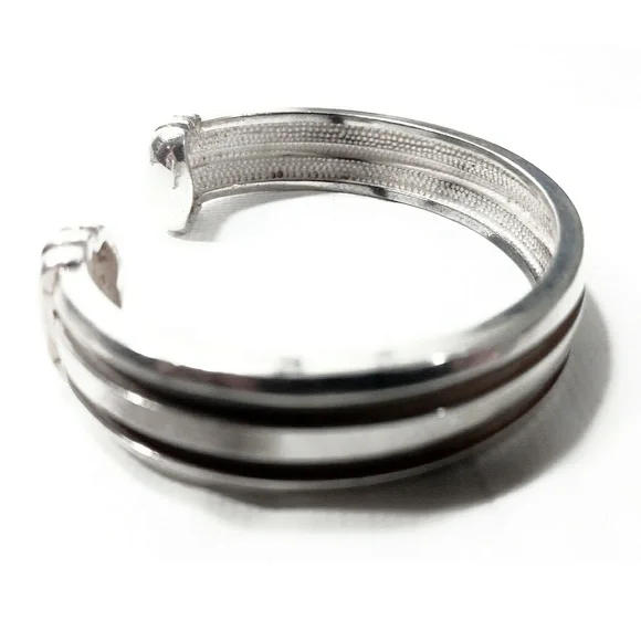 Vintage Art Deco Sterling Silver Heavy Cuff Bracelet - Picture 5 of 7